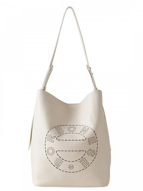 BORBONESE 9KA MAYFAIR MEDIUM Bolso bombonera de piel martillada 61 crema chantilly - Bolsos Mujer