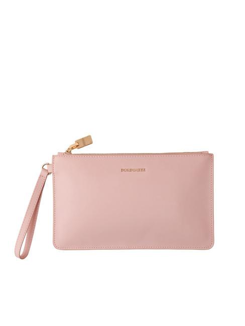 BORBONESE LETTERING Bolso de mano de piel con puño loto rosa - Bolsos Mujer