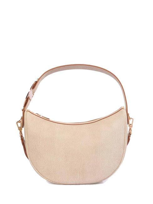 BORBONESE 011 COATED Bolso luna pequeño con bandolera arena - Bolsos Mujer