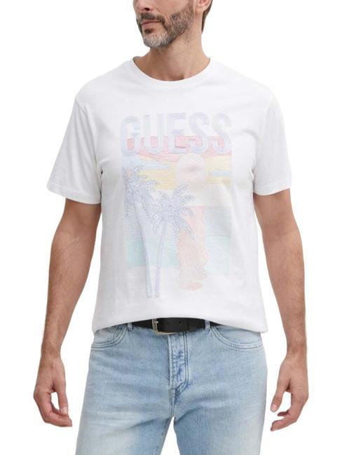 GUESS SUMMER TRIANGLE Camiseta de algodón purwhite - camiseta