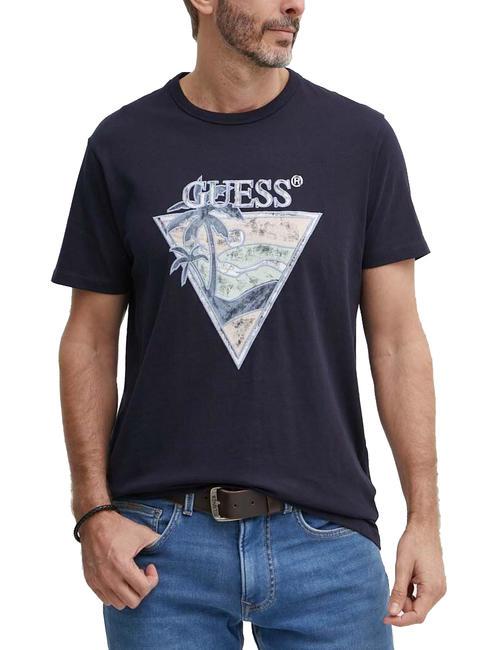 GUESS SUMMER TRIANGLE Camiseta de algodón smartblue - camiseta