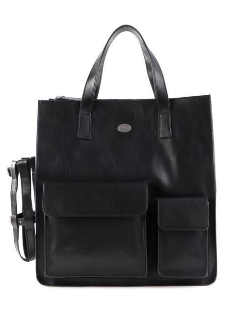 THE BRIDGE STOUO  Shopper vertical de piel, con bandolera negro - Bolsos Mujer