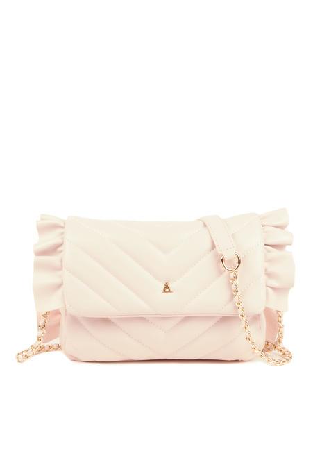 L'ATELIER DU SAC AMERICAN IN PARIS Bolso bandolera mediano con volantes rosa almendra - Bolsos Mujer