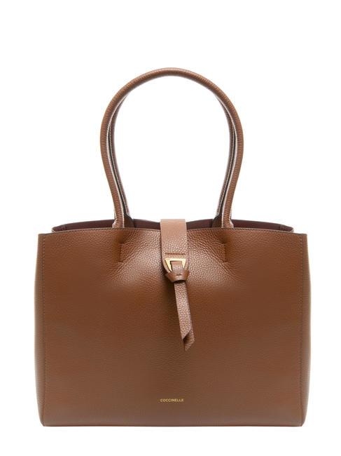 COCCINELLE ALBA Bolso shopping de piel martillada BRULE - Bolsos Mujer