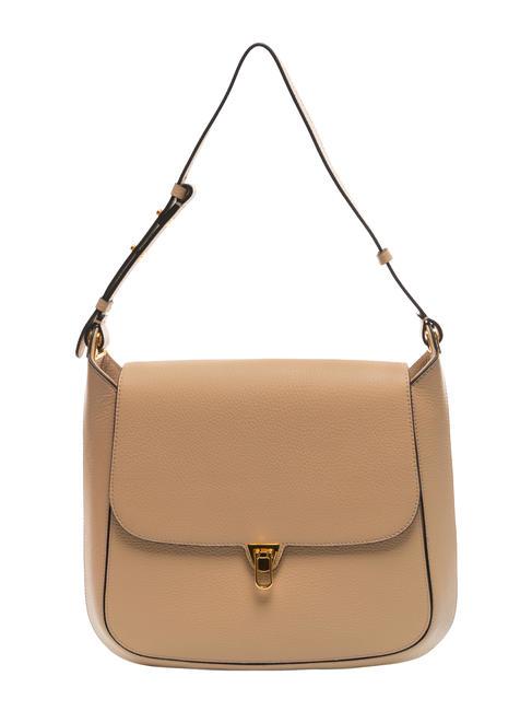 COCCINELLE CRISTHY Bolso bandolera de piel martillada tostado - Bolsos Mujer