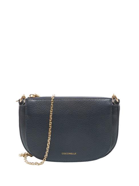 COCCINELLE ANNE Mini bolso bandolera de piel martillada azul medianoche - Bolsos Mujer