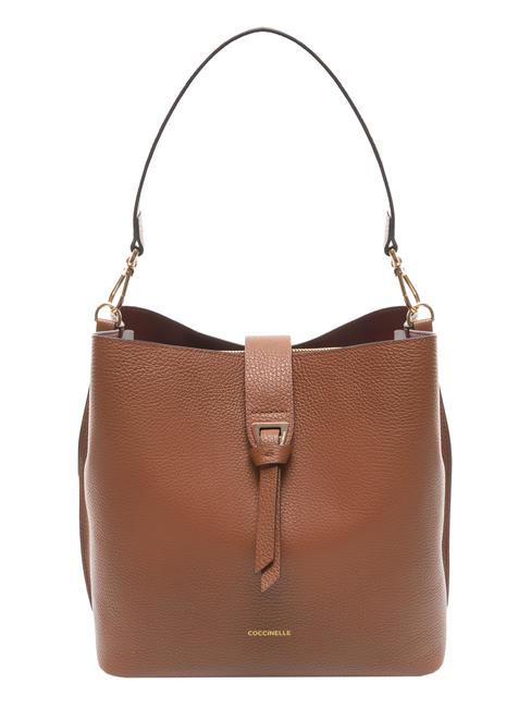 COCCINELLE ALBA Bolso bombonera de piel martillada BRULE - Bolsos Mujer