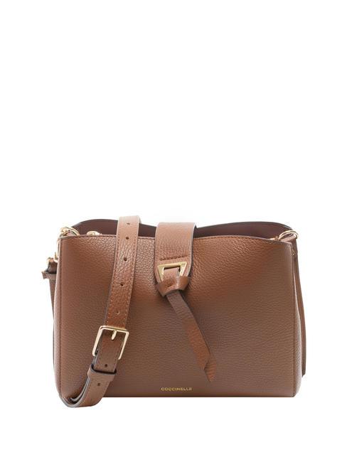 COCCINELLE ALBA Bolso bandolera de piel martillada BRULE - Bolsos Mujer