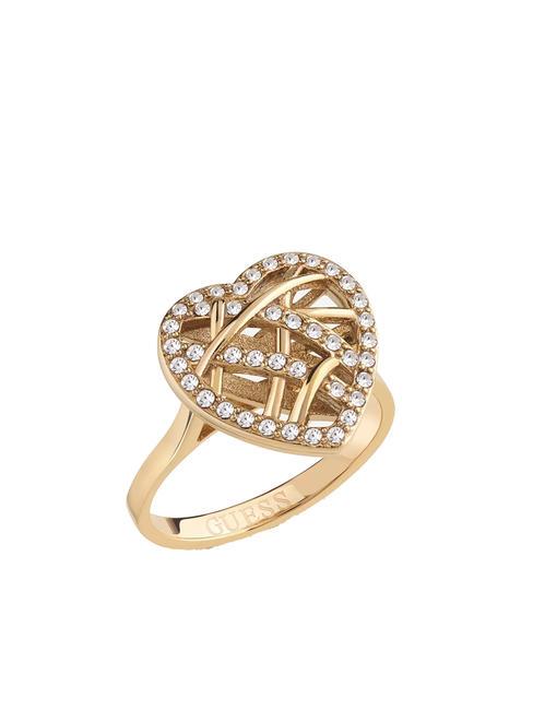 GUESS HEART CAGE Anillo con corazón y circonitas oro amarillo - Anillos