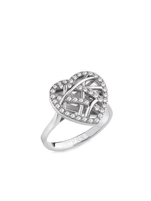 GUESS HEART CAGE Anillo con corazón y circonitas SILVER - Anillos