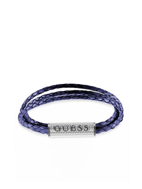 GUESS BOND STREET Pulsera de acero y cuero. acero/azul jazz - Pulseras de hombre