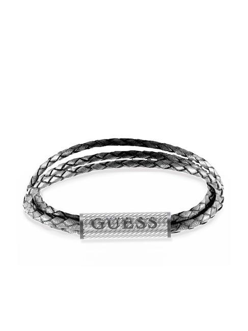 GUESS BOND STREET Pulsera de acero y cuero. gris acero - Pulseras de hombre