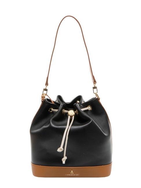 L'ATELIER DU SAC NOTTING HILL Bolso tipo bombonera con bandolera negro/bronceado - Bolsos Mujer