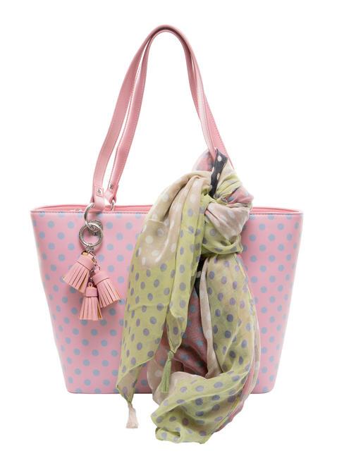 PASH BAG LADY Bolso shopper de lunares con fular rosa/lila - Bolsos Mujer