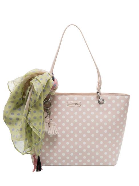 PASH BAG LADY Bolso shopper de lunares con fular arena/blanco - Bolsos Mujer