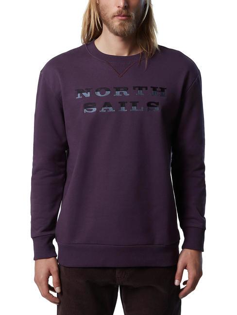 NORTH SAILS LETTERING LOGO Sudadera de algodón con cuello redondo ciruela oscura - Sudaderas