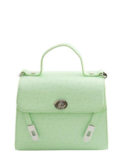 PASH BAG LOVELY DAY bolso satchel con estampado de avestruz verde - Bolsos Mujer