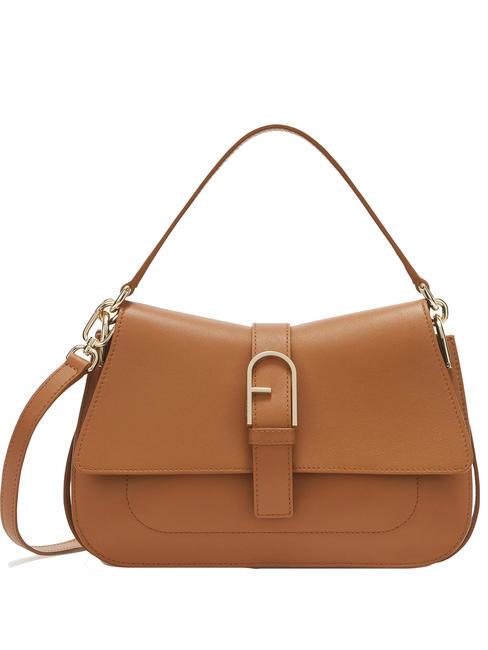 FURLA FLOW M bolso de mano m de piel brandy - Bolsos Mujer