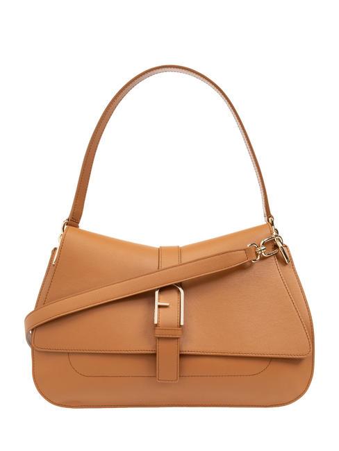 FURLA FLOW bolso de mano l de piel brandy - Bolsos Mujer