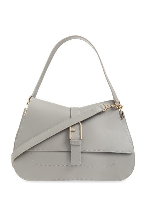 FURLA FLOW bolso de mano l de piel ceniza - Bolsos Mujer