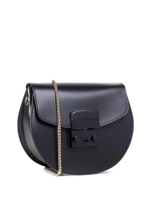 FURLA METROPOLIS ROUND Bolso bandolera mini en piel negro - Bolsos Mujer