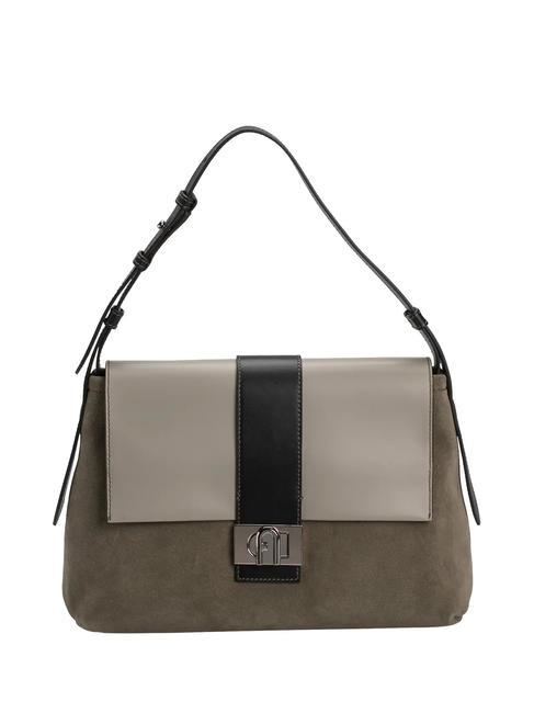 FURLA CHARLOTTE Bolso bandolera de piel salvia+mármol c+negro - Bolsos Mujer