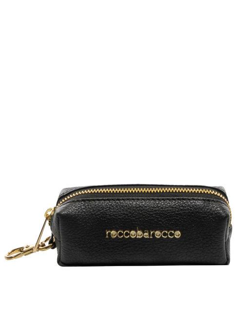 ROCCOBAROCCO LETTERING  Estuche para llaves de cuero negro - Llaveros