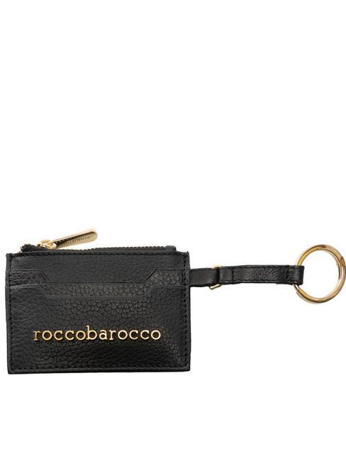 ROCCOBAROCCO LETTERING Tarjetero/llavero de piel negro - Carteras Mujer