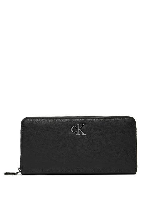 CALVIN KLEIN MINIMAL MONOGRAM Cartera con cremallera negro/bronce brillante - Carteras Mujer