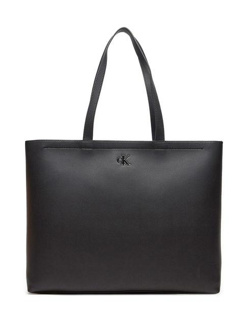 CALVIN KLEIN MINIMAL MONOGRAM Tote Bolsa de hombro negro/bronce brillante - Bolsos Mujer