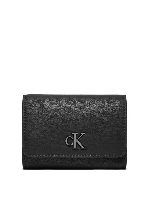 CALVIN KLEIN MINIMAL MONOGRAM  Cartera pequeña negro/bronce brillante - Carteras Mujer