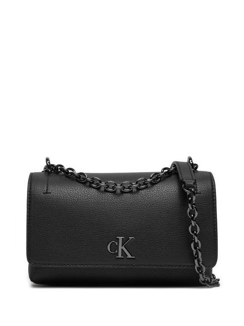 CALVIN KLEIN MINIMAL MONOGRAM  Mini bolso de hombro/bandolera negro/bronce brillante - Bolsos Mujer