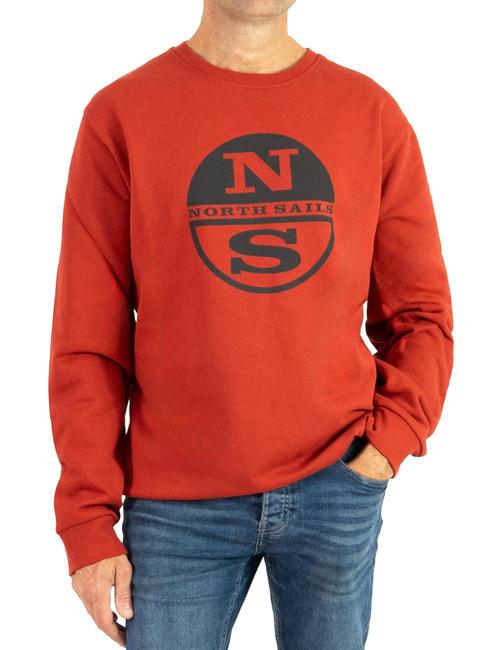 NORTH SAILS MAXI LOGO Sudadera de algodón con cuello redondo lava roja - Sudaderas