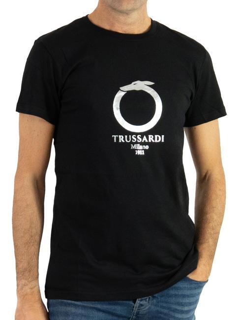TRUSSARDI 1911 LUX  Camiseta de algodón negro-plata - camiseta