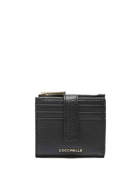 COCCINELLE METALLIC SOFT Cartera mini de piel negro - Carteras Mujer