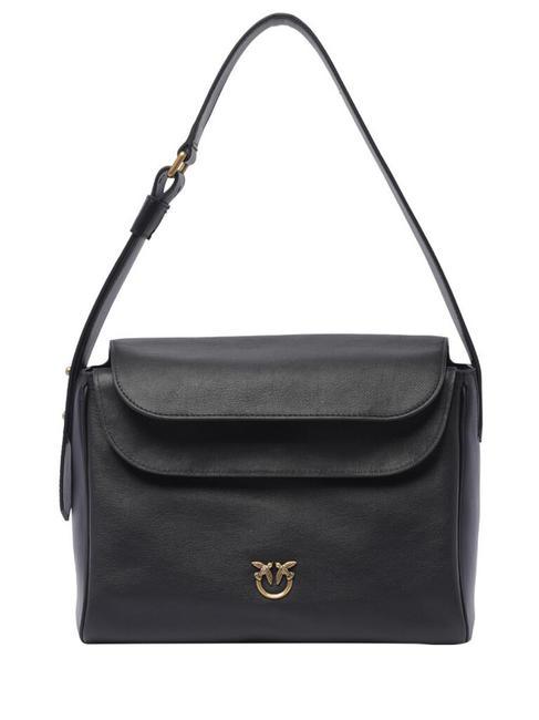 PINKO LEAF Bolso bandolera, en piel. negro-oro antiguo - Bolsos Mujer