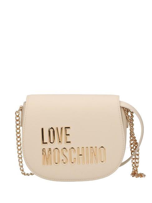 LOVE MOSCHINO GOLD LETTERING Mini bolso de hombro Marfil - Bolsos Mujer