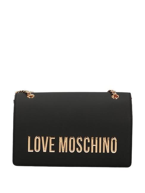 LOVE MOSCHINO GOLD LETTERING Bolso de hombro/bandolera negro - Bolsos Mujer