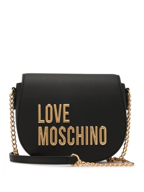 LOVE MOSCHINO GOLD LETTERING Mini bolso de hombro negro - Bolsos Mujer