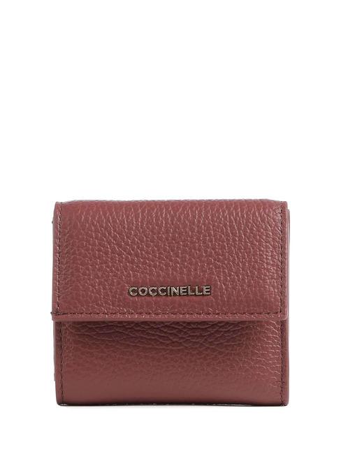 COCCINELLE METALLIC SOFT Cartera de piel granulada brandy - Carteras Mujer