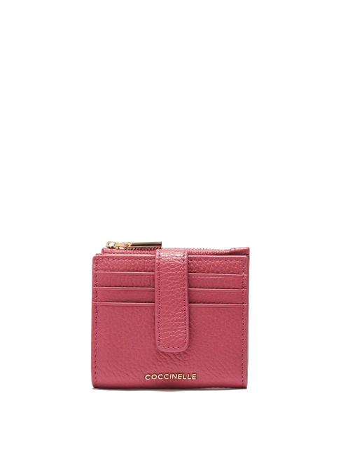 COCCINELLE METALLIC SOFT Cartera mini de piel palo de rosa - Carteras Mujer