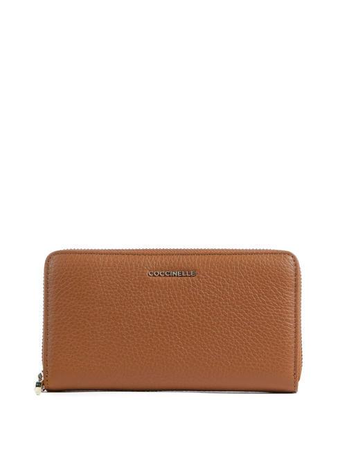 COCCINELLE METALLIC SOFT Cartera de piel texturizada con cremallera CUIR - Carteras Mujer