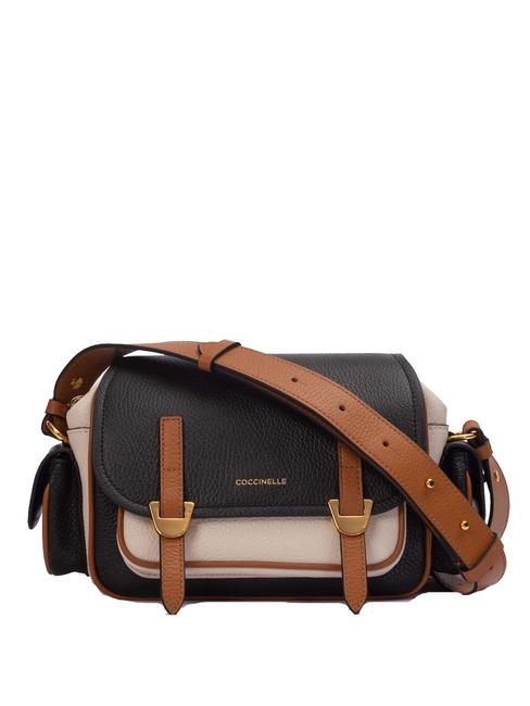 COCCINELLE CAMPUS TRICOLOR Mini bolso bandolera, en piel. negro/corderos/cuir - Bolsos Mujer