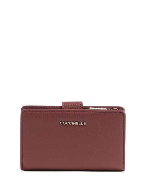 COCCINELLE METALLIC SOFT Cartera en piel texturizada brandy - Carteras Mujer