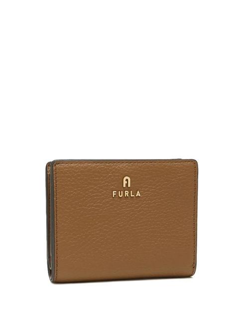 FURLA CAMELIA Cartera compacta de piel de becerro brandy - Carteras Mujer