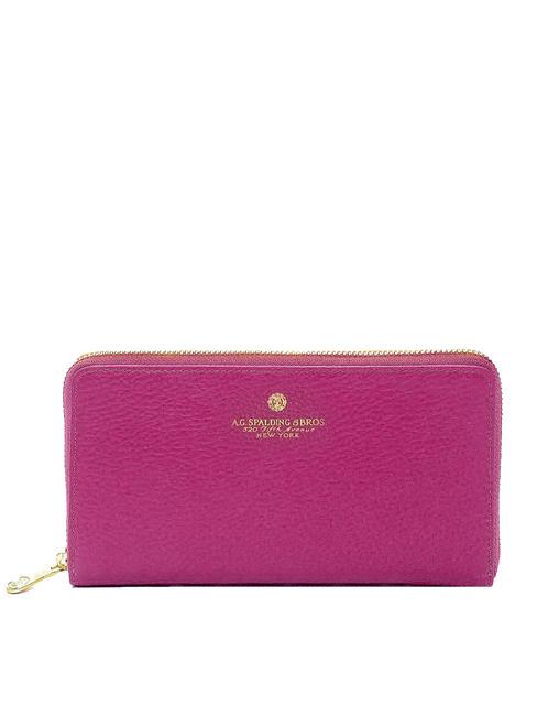 SPALDING TIFFANY Cartera de piel con cremallera fucsia - Carteras Mujer