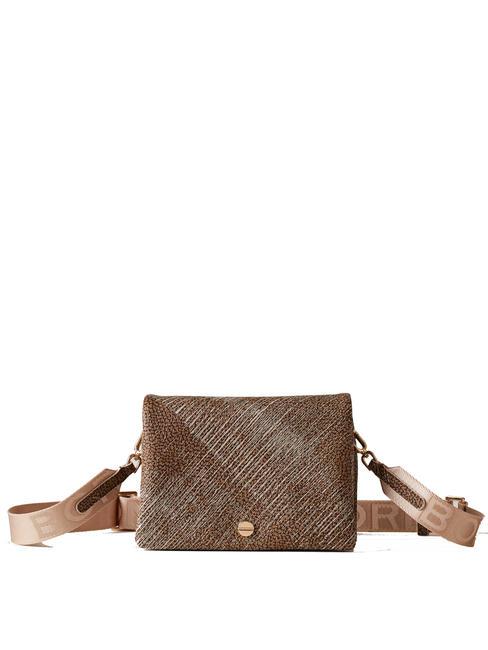 BORBONESE VITE COATED Mini bolso de hombro natural/papilla - Bolsos Mujer