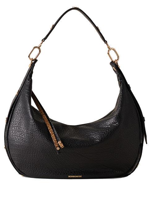 BORBONESE OYSTER  Bolso bandolera, en piel. negro - Bolsos Mujer