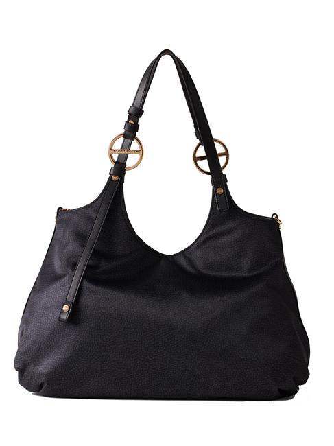 BORBONESE BOND SHOPPER MEDIUM Bolsa de hombro negro oscuro - Bolsos Mujer