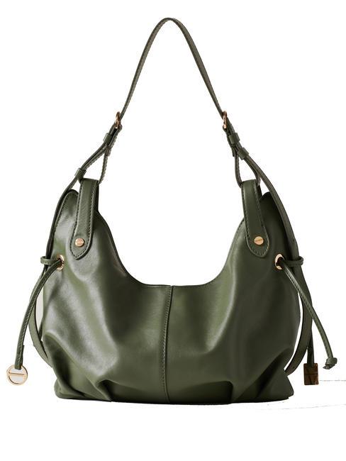 BORBONESE BEETLE Bolso bandolera, en piel. aceituna - Bolsos Mujer